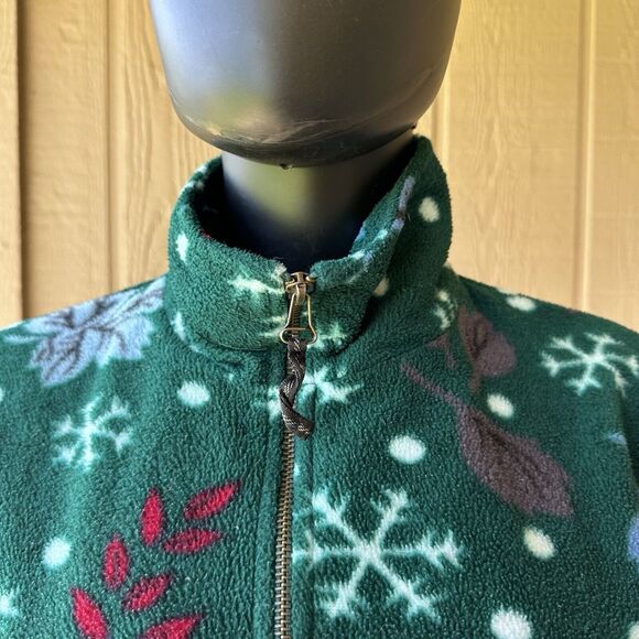 Lavon Holiday Winter Pattern Pullover Womens Petite Small 1/4 Zip Fleece Leaf - Picture 2 of 5